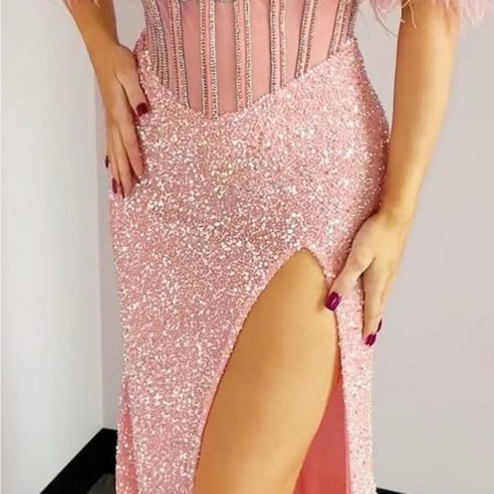 Portia and Scarlett Illusion Feather Prom Dress